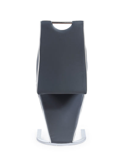 The Couch.com Anne Dining Chairs (Set of 2) feature a modern, minimalist design with dark gray faux leather seats and backrests, supported by a durable white metal base. Shown from the front.