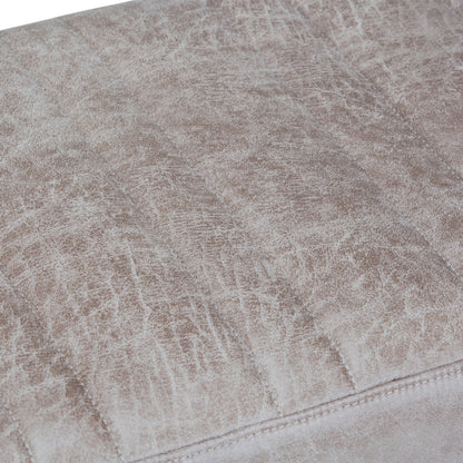 Close-up of the Salinger Large Upholstered Ottoman Bench’s textured light brown faux leather with subtle creases, visible stitching, and a distressed vintage look.