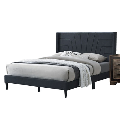Eastern King Size Bed, Upholstered Platform Bedframe - Charcoal