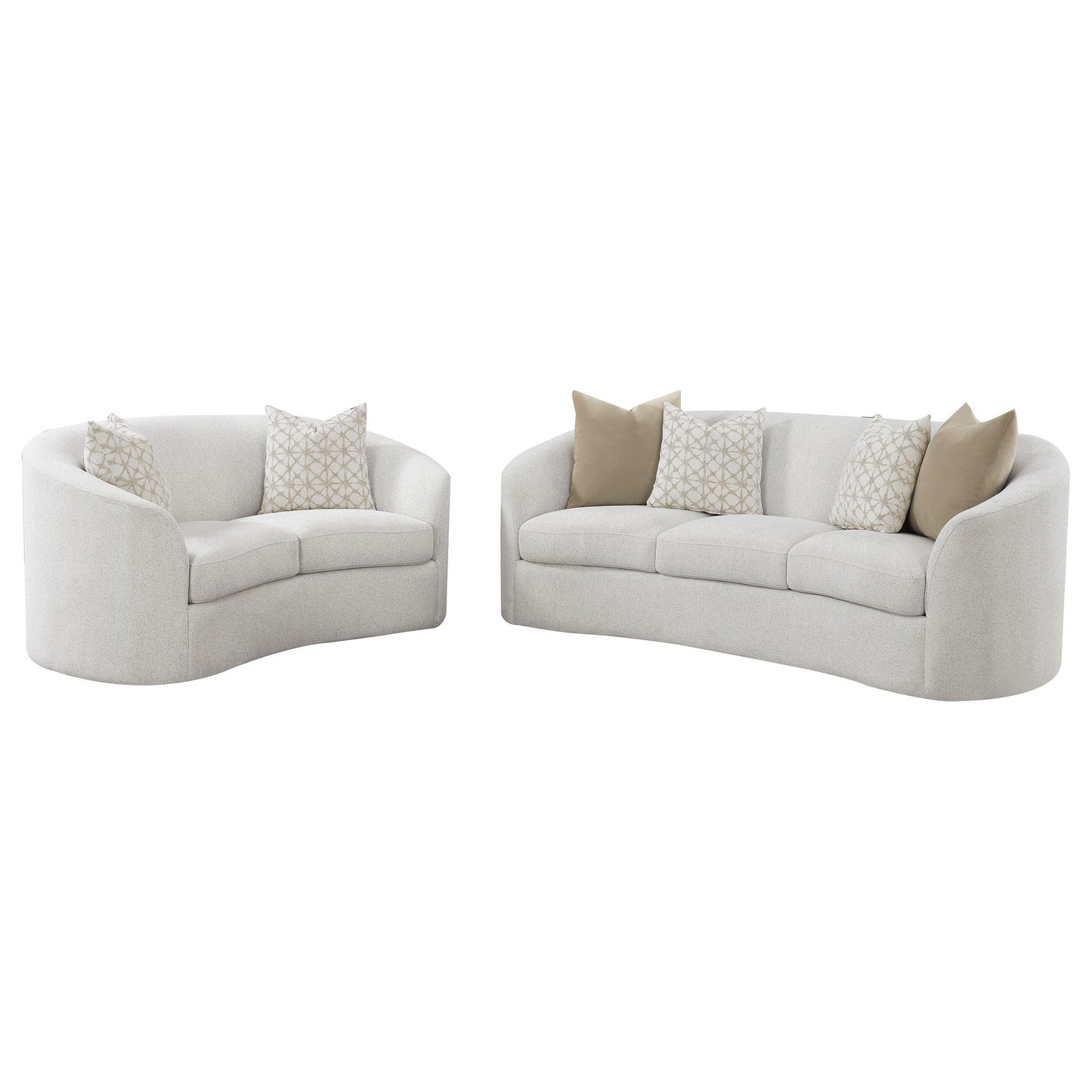 Rory - 2 Piece Sloped Arms Living Room Set - Ivory White