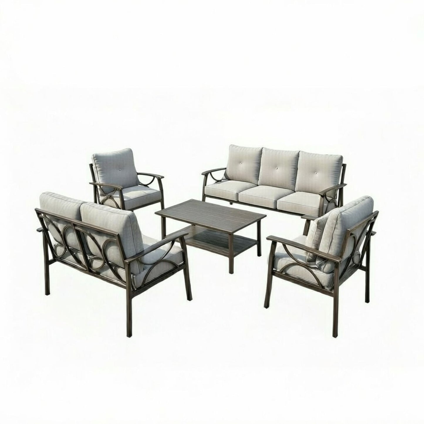 Patio Furniture Set With Coffee Table And Cushions For Backyard