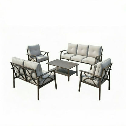 Patio Furniture Set With Coffee Table And Cushions For Backyard