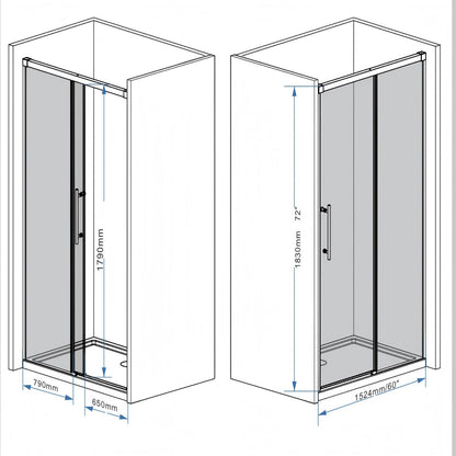 Frameless Single Sliding Shower Door With Handle