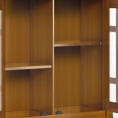 A close-up of the Bedford - Storage Media Cabinet, an empty wooden bookshelf with four compartments divided by horizontal and vertical shelves, displayed against a neutral background.