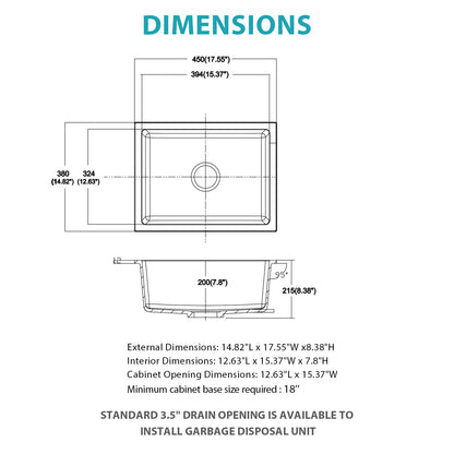 Quartz Composite Undermount Single Bowl Kitchen Sink
