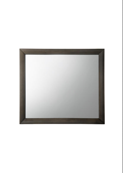 A rectangular mirror with a sleek, dark brown frame set against a plain white backdrop, known as the Ireland - Contemporary Design Mirror.