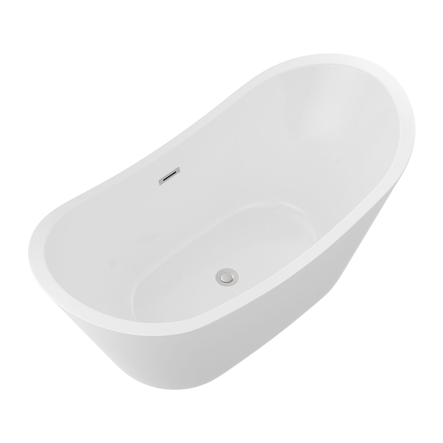 Glossy Freestanding Bathtub, Double Slipper Design, Deep Soaking Comfort