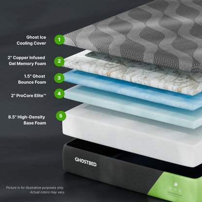 Premium - 14" Foam Mattress With Cooling Ghost Ice Cover And Copper Infused Memory Foam