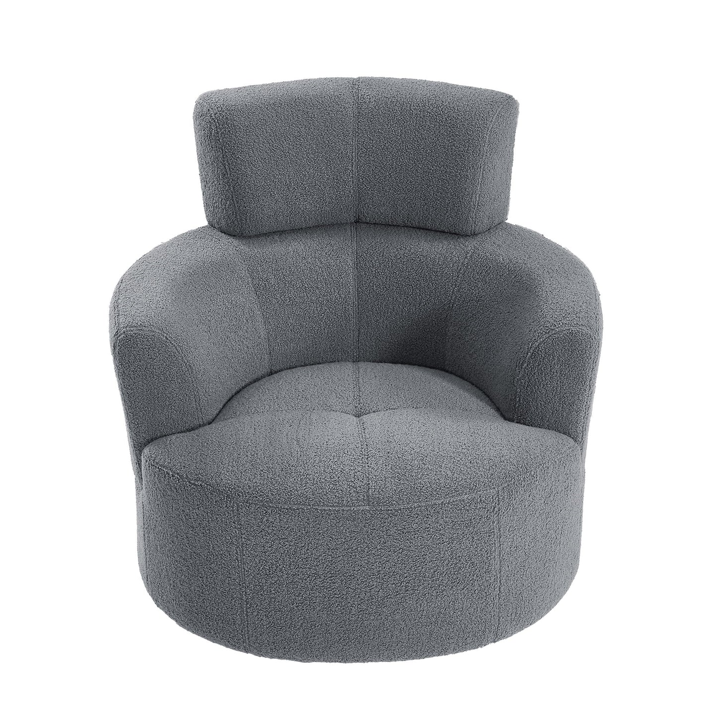360° Swivel Chair Upholstered Accent Barrel Chair With Adjustable Headrest