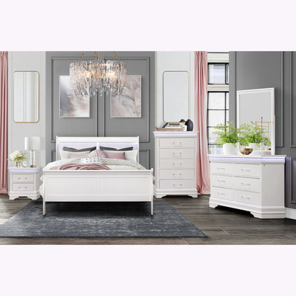 Charlston - Modern Sleigh Design Bed With LED