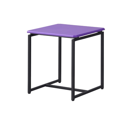 A sleek, modern GT - 3 Piece Carbon Fiber Wrap Coffee Table And End Table set with square tabletops and minimalist black metal frames, displayed against a white background.
