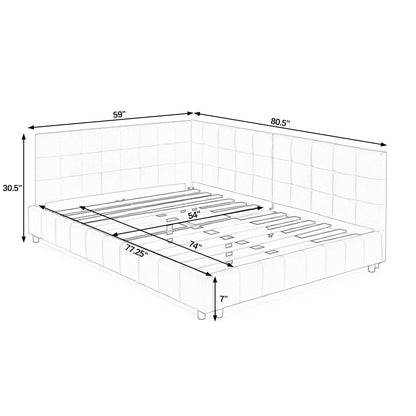 Storage Elegant Upholstered Tufted Bed Frame With Backrest And Armrests