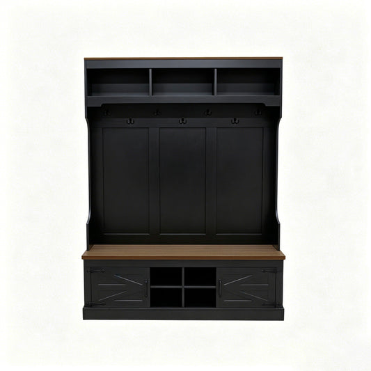 Farmhouse Hall Tree With Bench And Shoe Storage