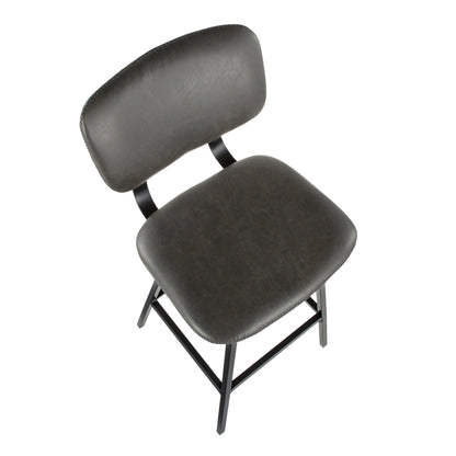 Foundry - Contemporary Barstool Zig Zag Stitching (Set of 2) - Black / Gray