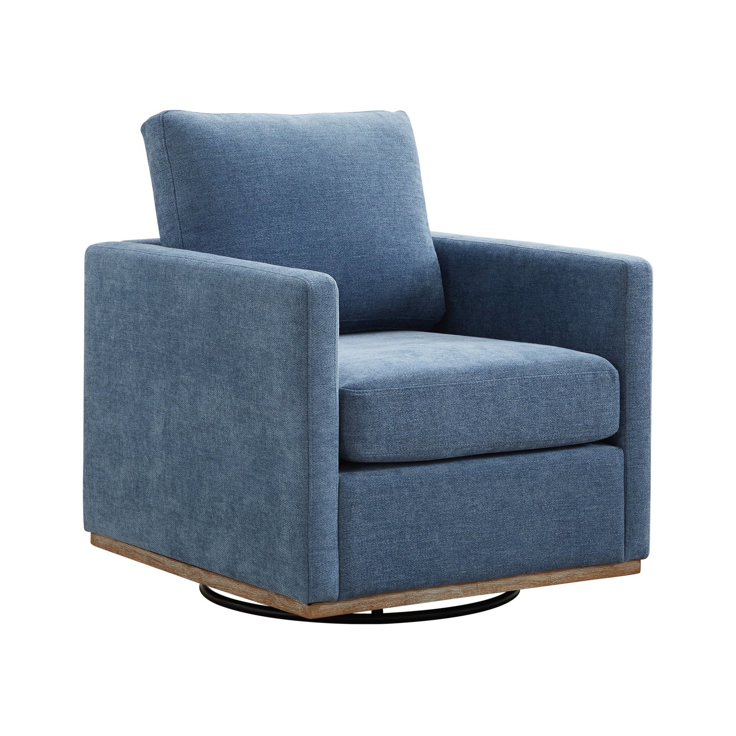 Modern Square Upholstered Swivel Accent Chair With Metal Base