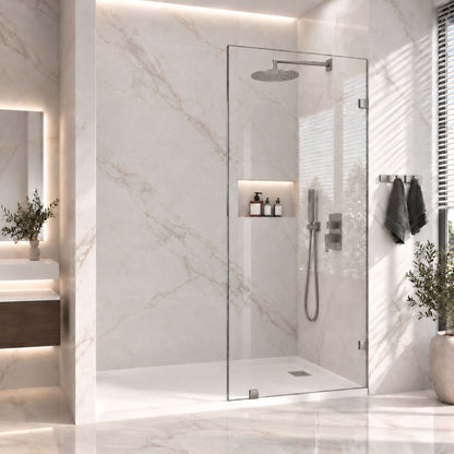 Frameless Bathtub Shower Screen, Reversible Installation