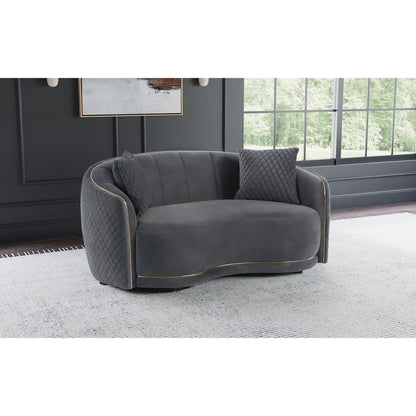 Lorraine - Upholstered Curved Loveseat - Dark Gray