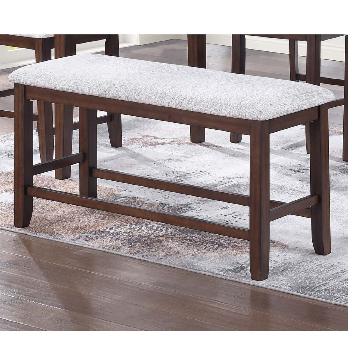 Cushion Padded Seat Counter Height Dining Bench - Walnut