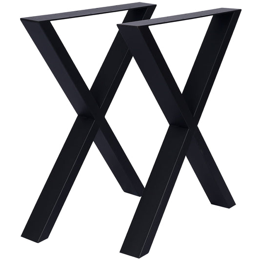The X Table Legs 28X24" set includes two wide, heavy-duty black steel legs arranged in an X-shape, perfect for supporting dining tables or desks.