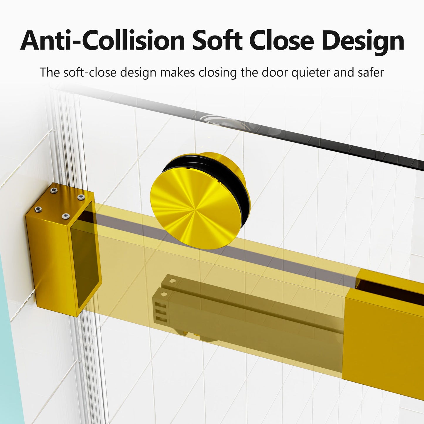 Frameless Double Sliding Soft Close Shower Door, Tempered Glass