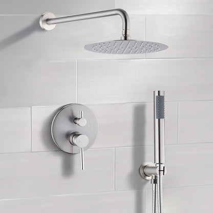 Elegant 10" Round Rain Shower Head And Handheld Set With Adjustable Tilt And Dual Modes - Brushed Nickel Silver