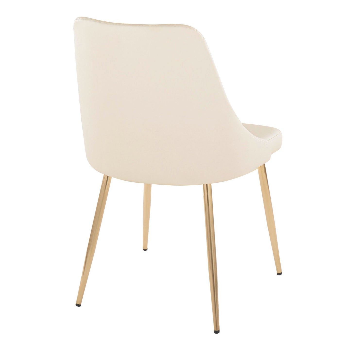 The Giovanni - Contemporary Elegant Design Dining Chair (Set of 2) features a smooth cream seat and back, supported by four slim gold metal legs, shown from the back at a slight angle.