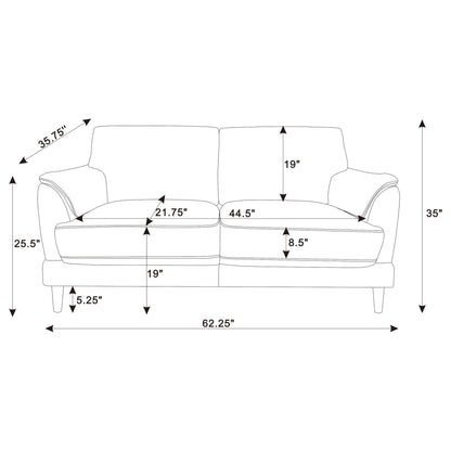 Dania - Upholstered Crescent Loveseat With Curved Tufted Arms - Rust