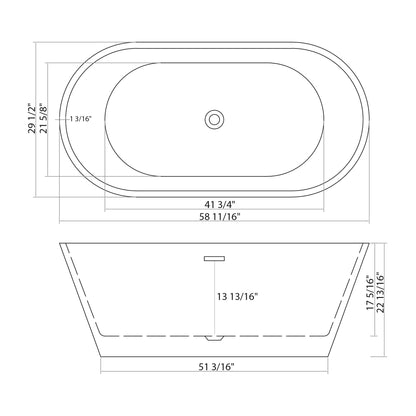 Gloss Freestanding Bathtub With Overflow And Pop Up Drain, Stand Alone Soaking Tub - Glossy White