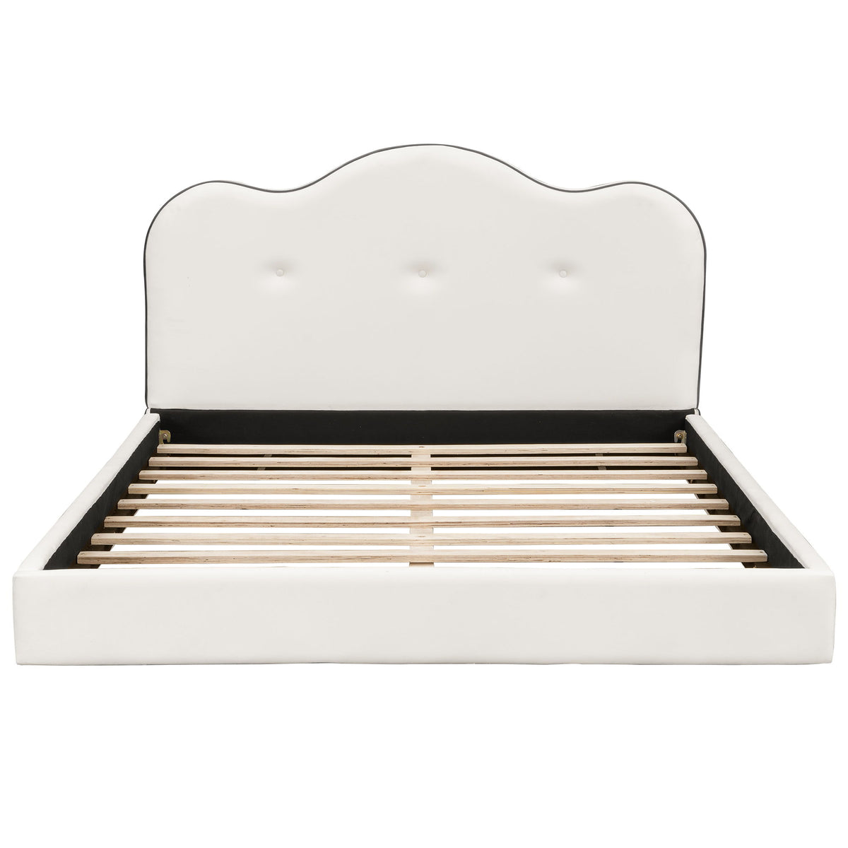 Upholstered Platform Bed With Sturdy Frame And Headboard