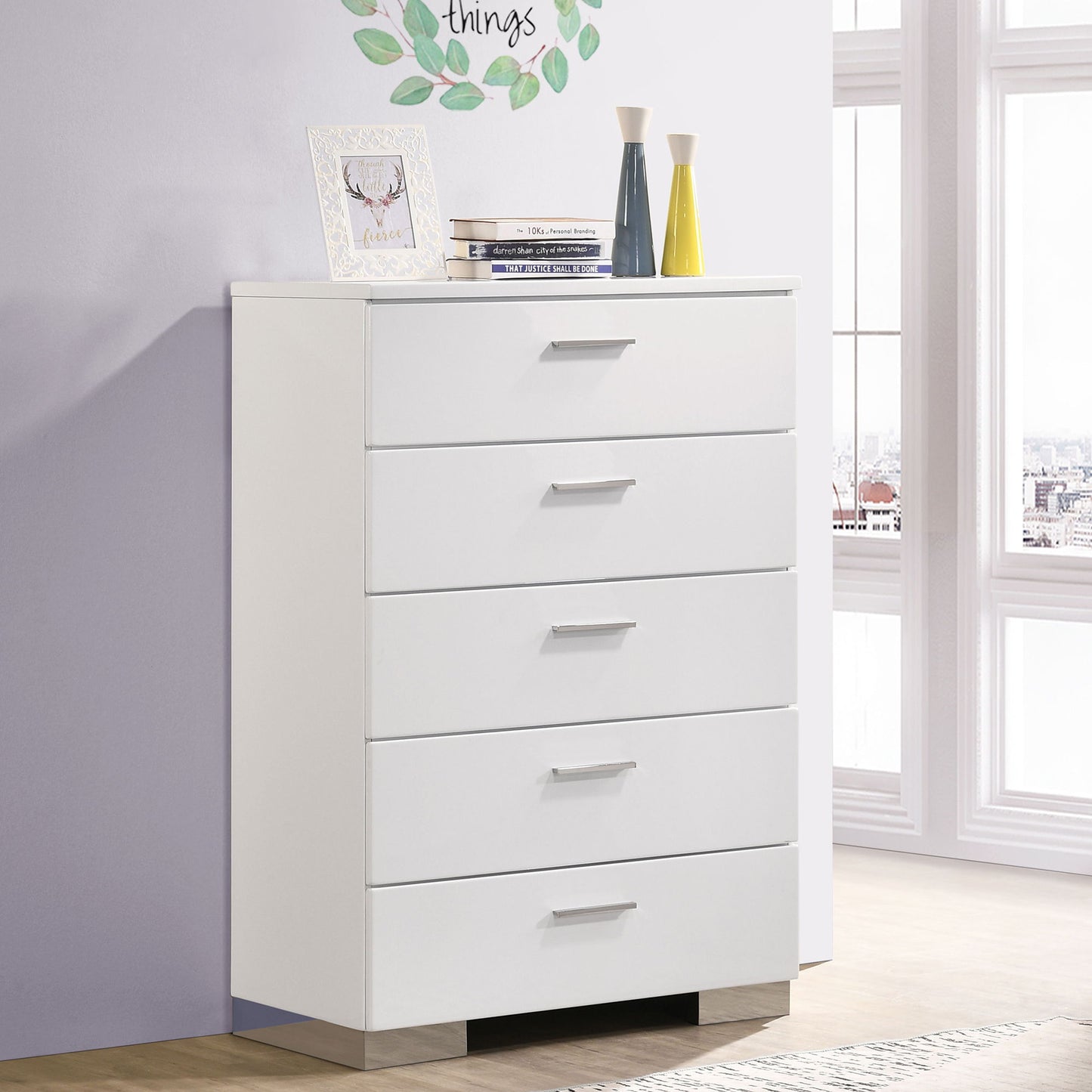 Dulcey - 5 Drawer Bedroom Chest - White