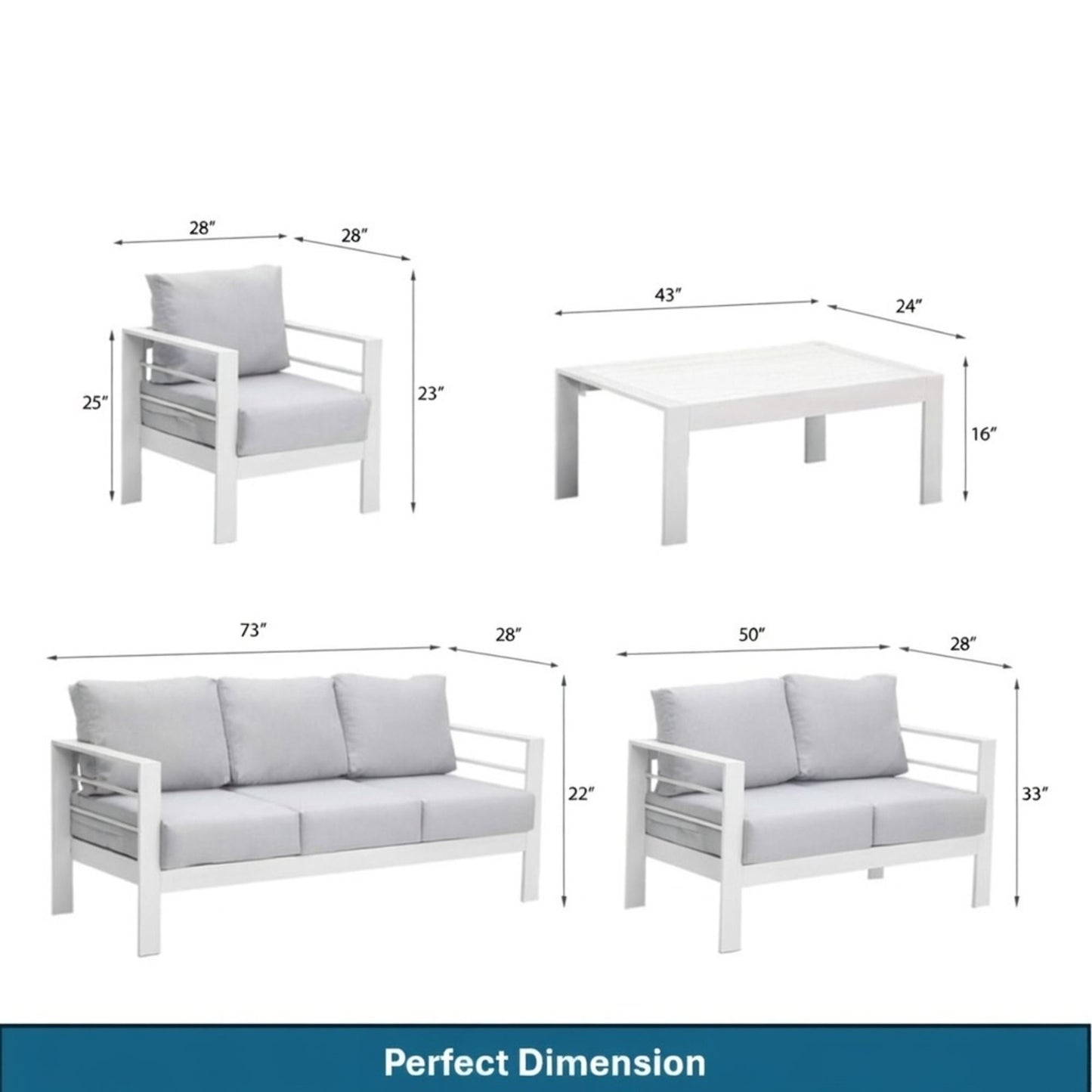 Outdoor Patio Set With All-Weather Thick Cushions