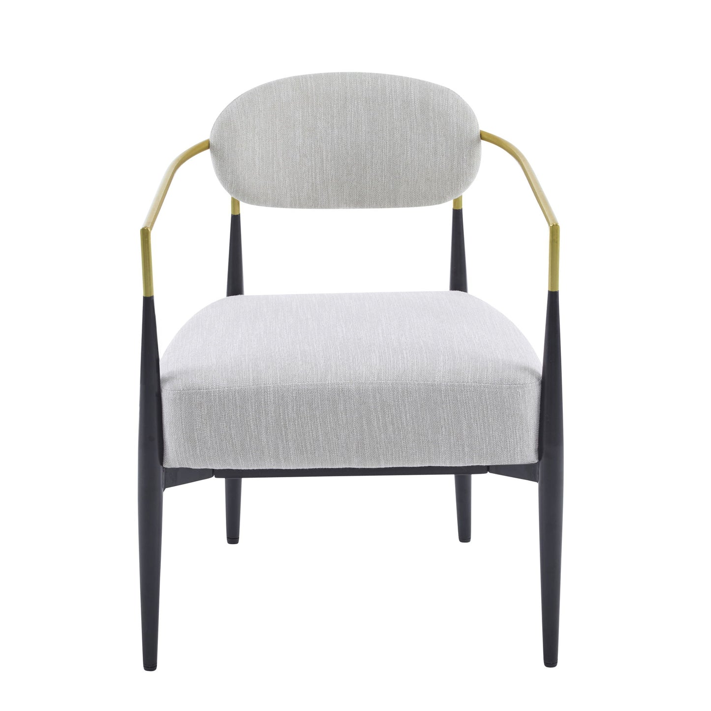 Mid Century Modern Upholstered Accent Armchair With Tapered Legs - Beige / Black / Gold