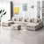 Beige / 6 Piece Double Chaise Sofa Sectional With Ottoman