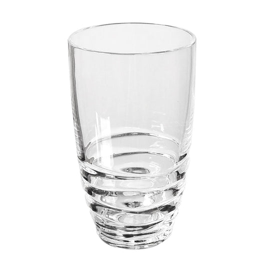 A Leading Ware Swirl Acrylic Glass from a set of 4, featuring a clear cylindrical design with horizontal ridges near the base, displayed against a plain white background.