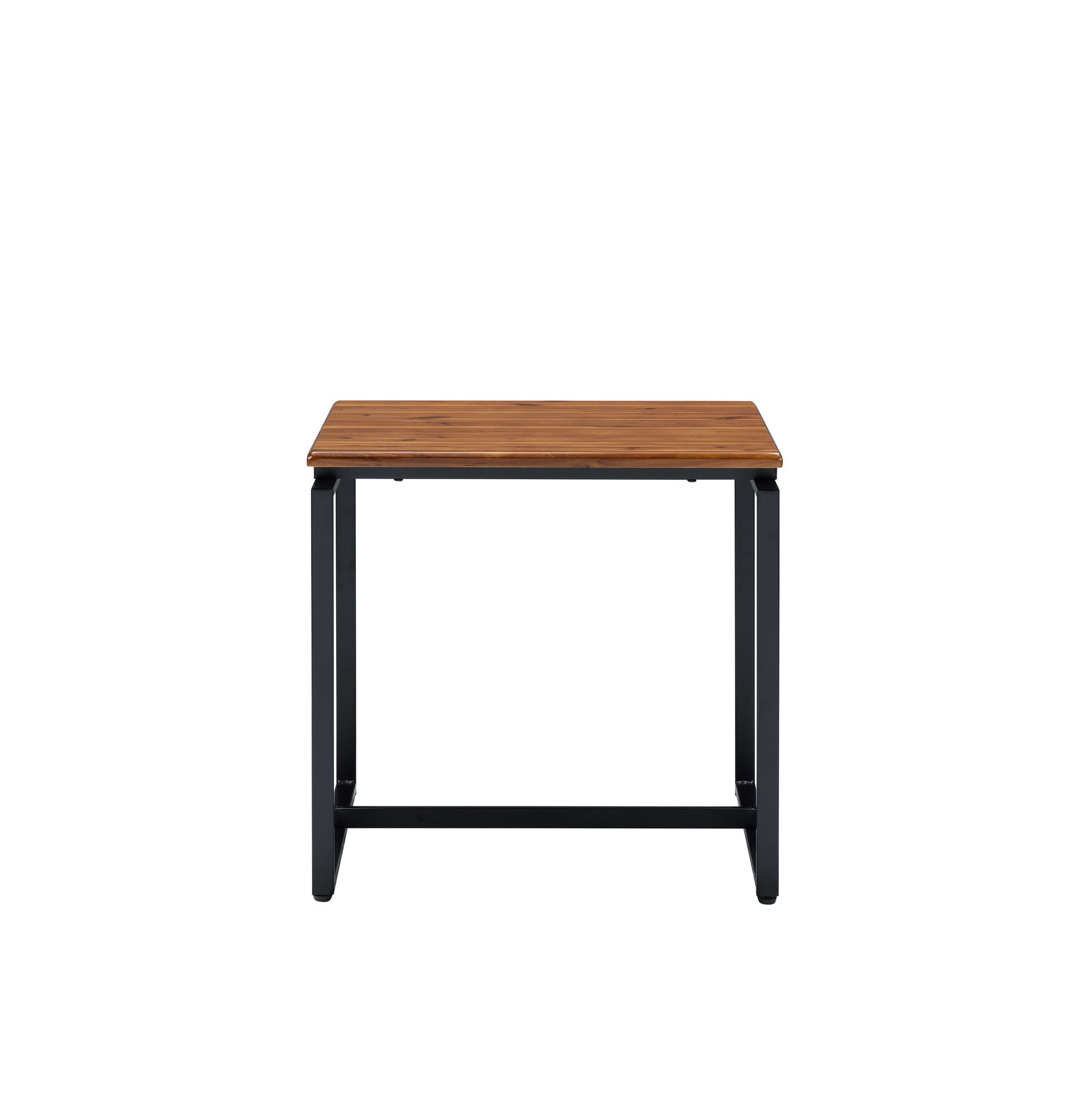 The Jurgen 3 Pieces Pack Coffee & End Set features a small square table with an oak wooden top and black metal legs, displayed against a plain white background.