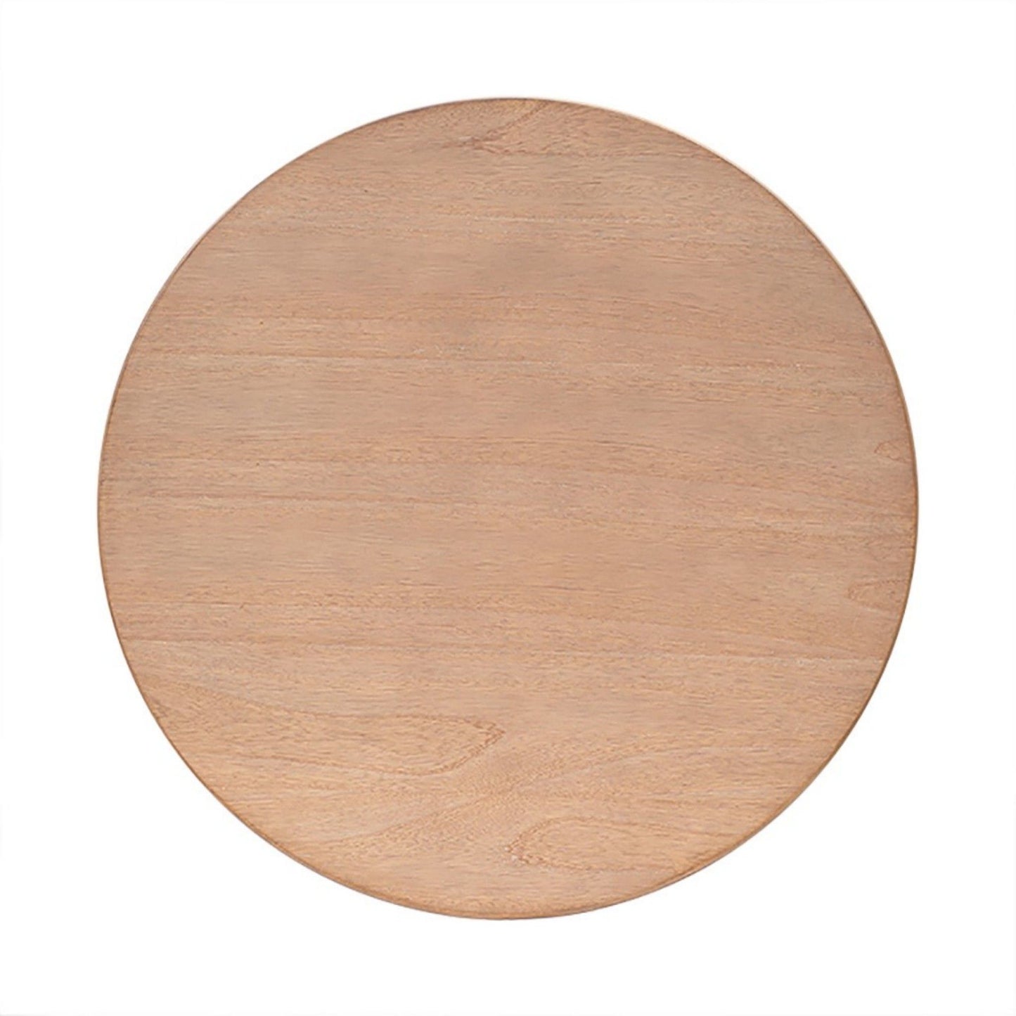 The Modern Minimalist Round Coffee Table With Shelf Storage - Natural features a smooth, light brown surface and is photographed from above against a plain white background.