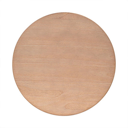 The Modern Minimalist Round Coffee Table With Shelf Storage - Natural features a smooth, light brown surface and is photographed from above against a plain white background.