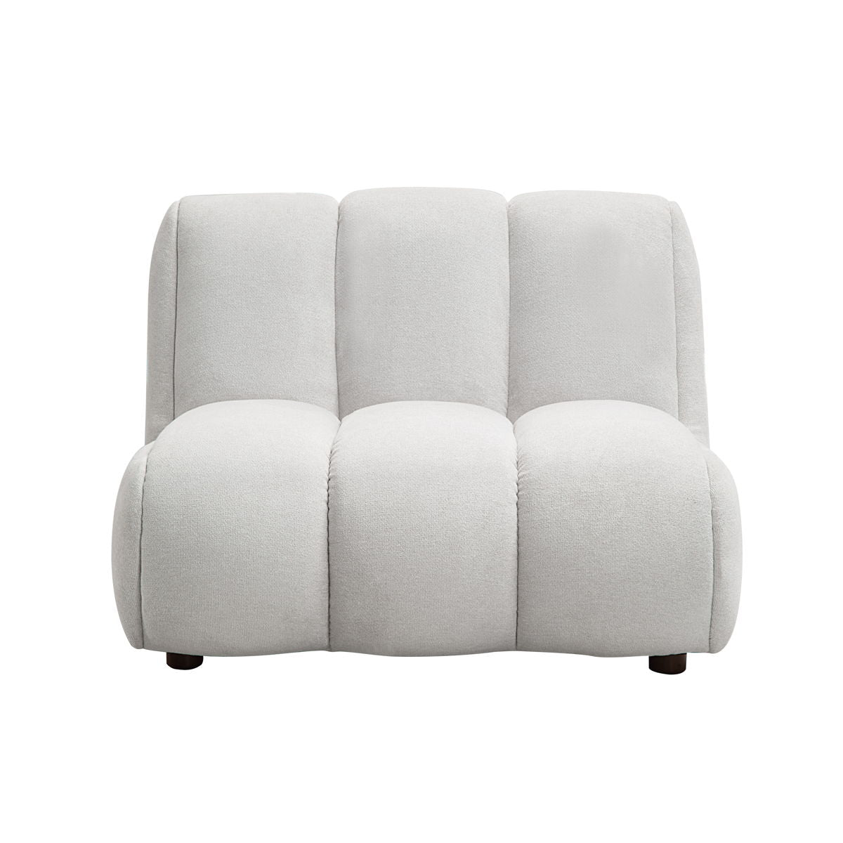 The Couch.com Manilla Linen Chair in Ivory White features a modern, armless design with plush seat and backrest sections, durable fabric construction, and a white finish.