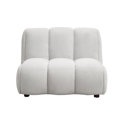 The Couch.com Manilla Linen Chair in Ivory White features a modern, armless design with plush seat and backrest sections, durable fabric construction, and a white finish.
