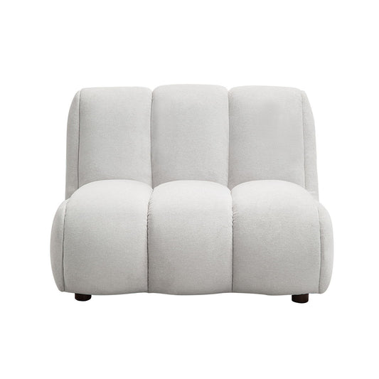 The Couch.com Manilla Linen Chair in Ivory White features a modern, armless design with plush seat and backrest sections, durable fabric construction, and a white finish.