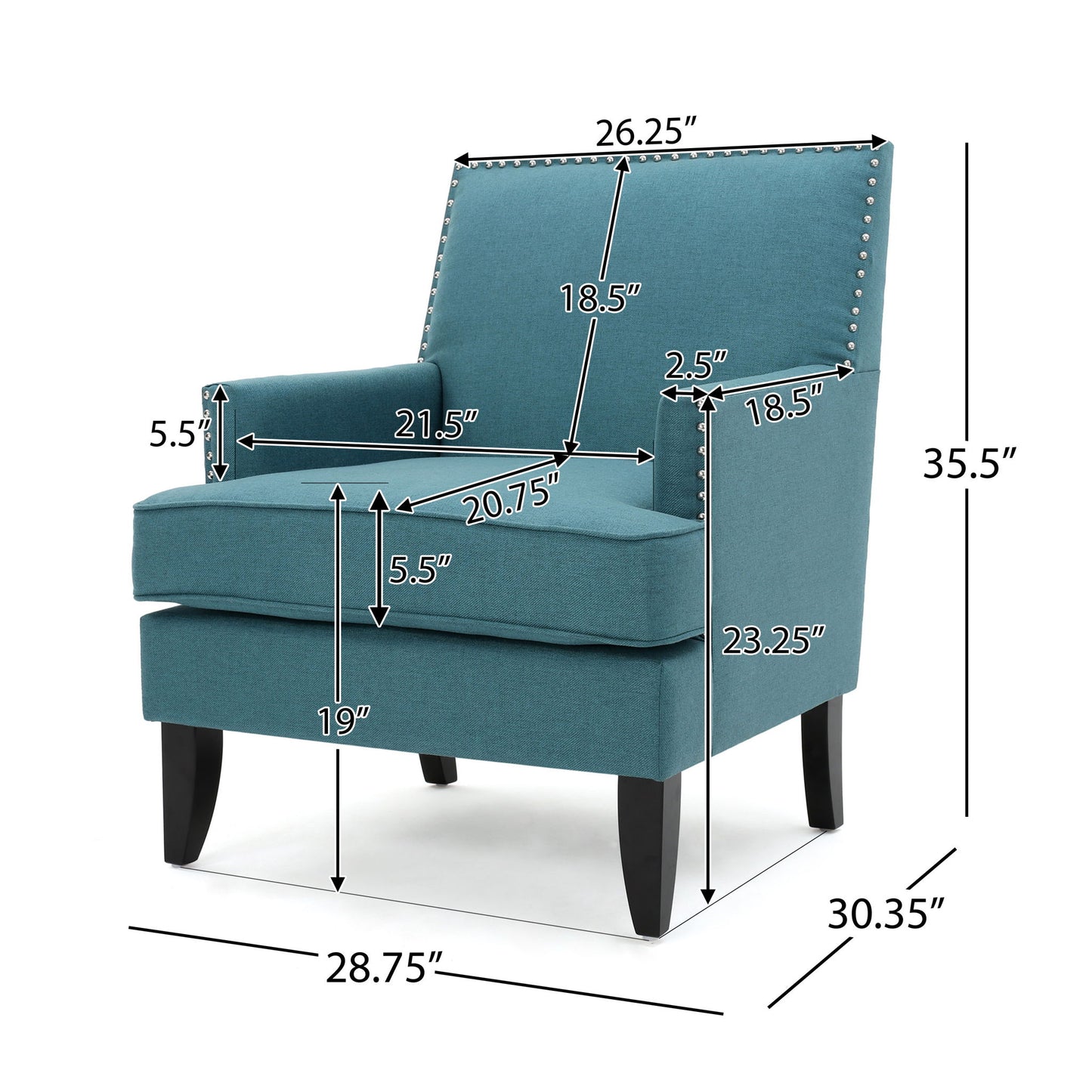 Serenada - Upholstered Fabric Club Chair With Nailhead Trim And Tapered Birch Legs