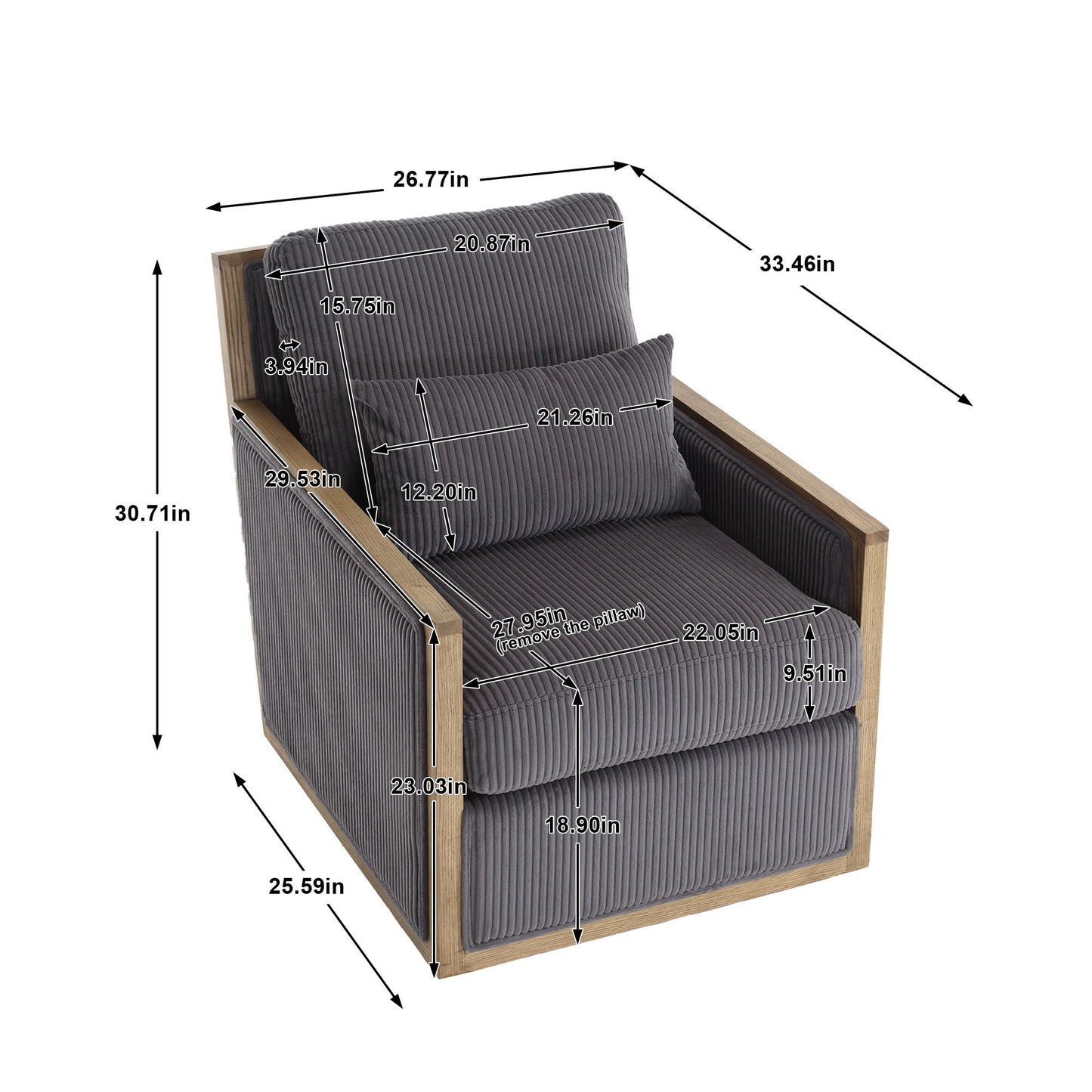 Comfy Accent Barrel Chair, 360 Degree Swivel