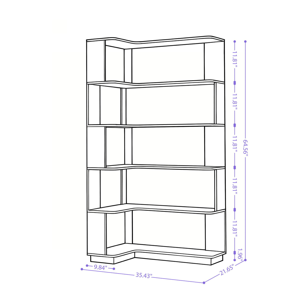 L-Shaped Corner Bookshelf
