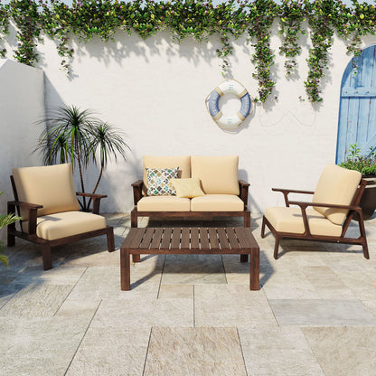 4 Piece Outdoor Sofa Set With Cushions And Coffee Table