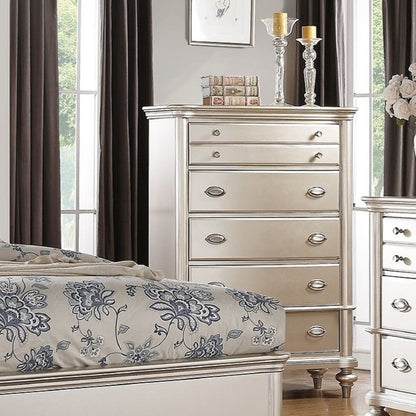 Bedroom Furniture Chest Of Drawers, 5 Drawer Storage - Champagne / Silver / Gray