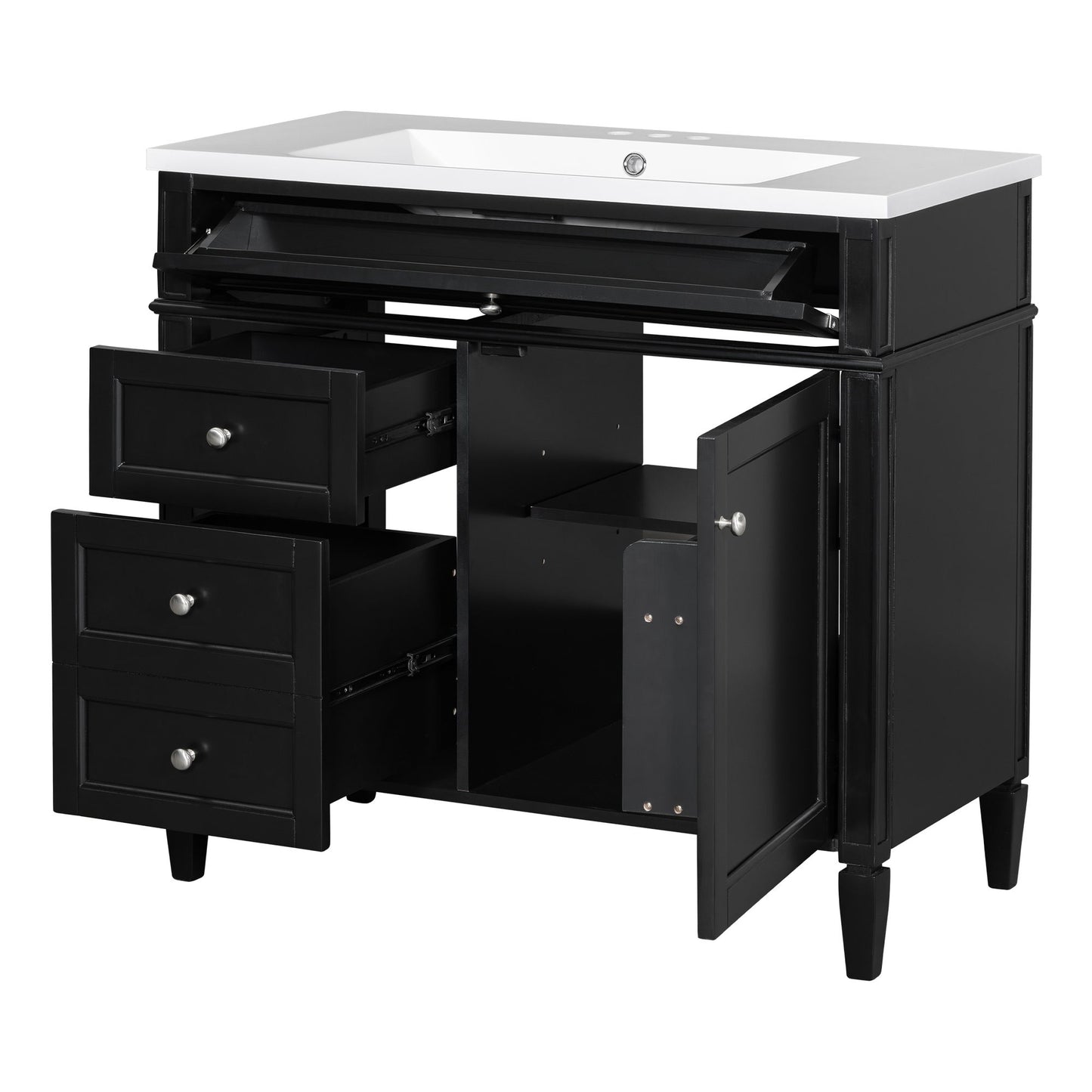 Bathroom Vanity With Top Sink, Storage Cabinet With 2 Drawers And Tip Out Drawer