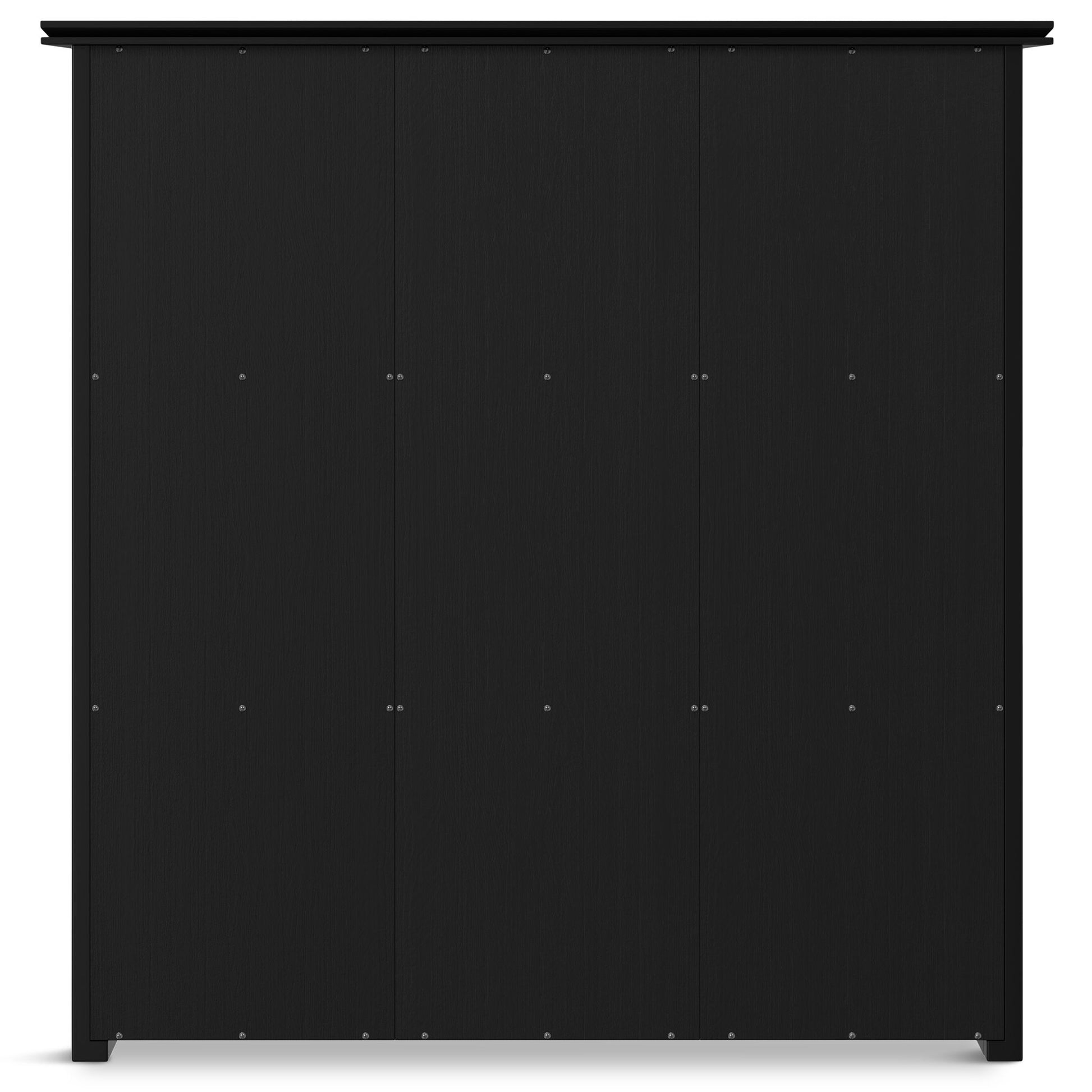 The Artisan - Cube Storage is a large, black, four-door unit with a smooth modern design, featuring small metallic handles and visible screws for a minimalist, contemporary appearance.