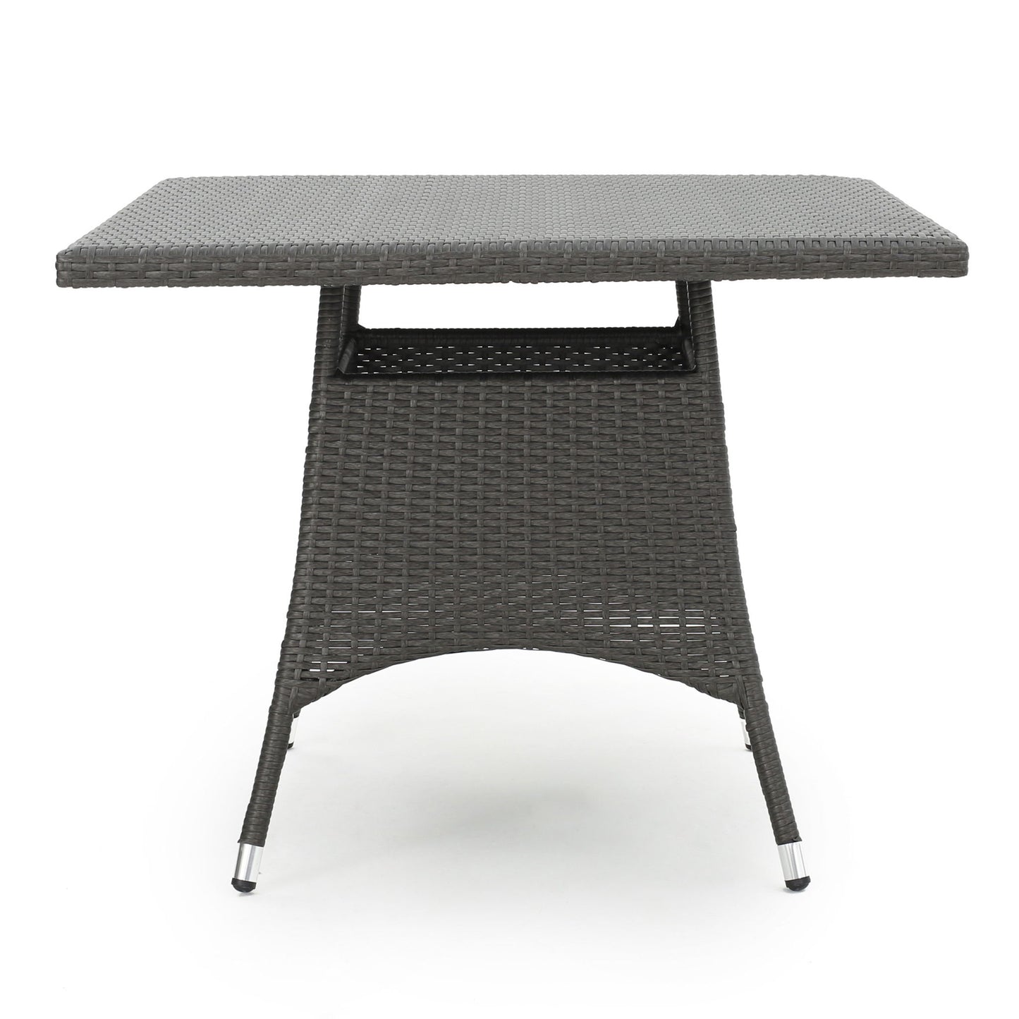Outdoor Rattan Square Dining Table With 4 Legs - Gray
