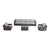 Dark Brown / 4 Pc. Stationary Sectional, 2 Swivel Chairs, Table
