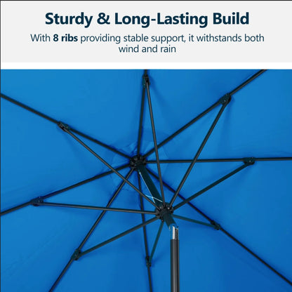 Patio Umbrella With Crank Lift And Tilt, UV-Resistant Canopy